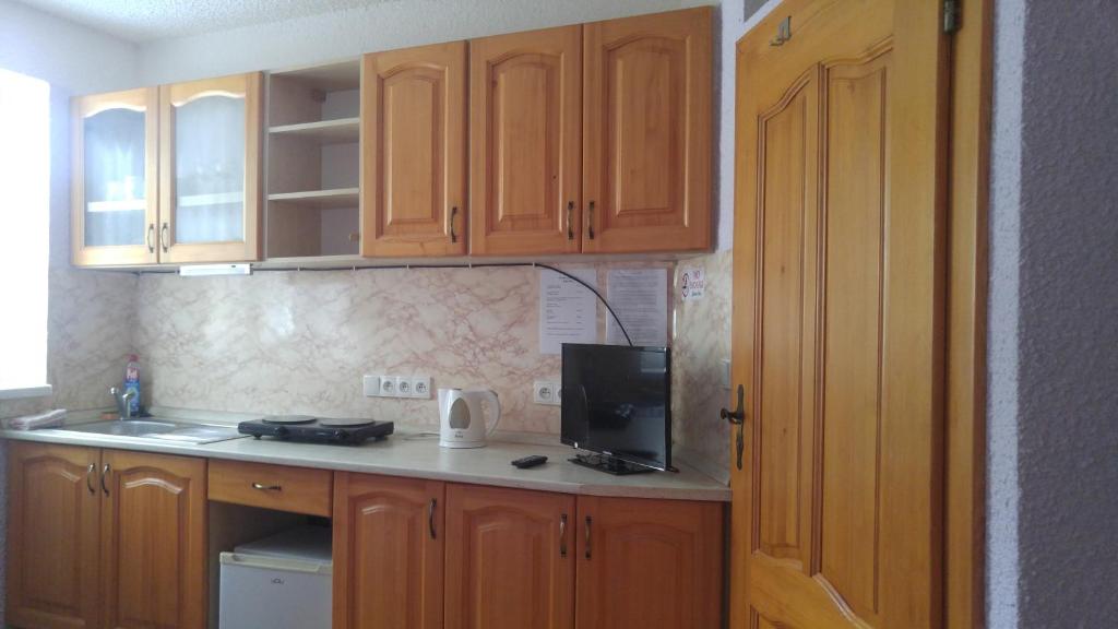 Kuchyň nebo kuchyňský kout v ubytování Penzion Apartmány Bečov