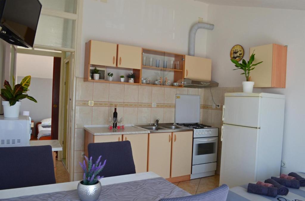Kuchyň nebo kuchyňský kout v ubytování Apartments Davorka