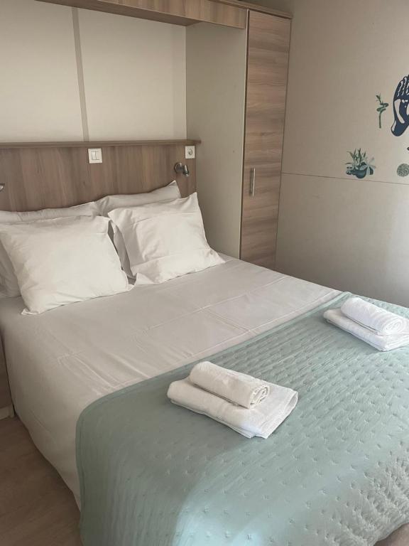 Postel nebo postele na pokoji v ubytování les chalets de la Residence A Santa Trinita