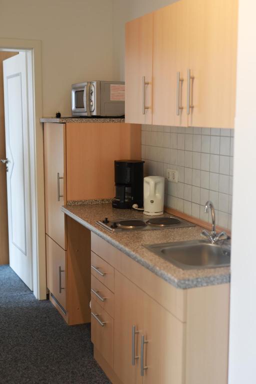 Kuchyň nebo kuchyňský kout v ubytování Hotel zur Börse
