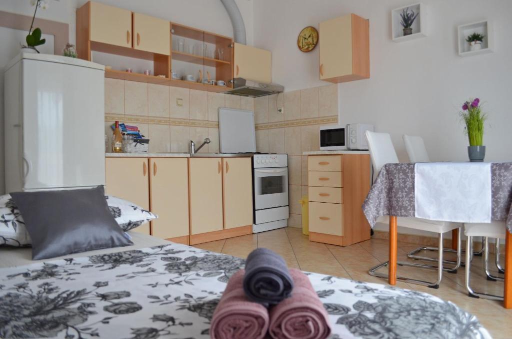 Kuchyň nebo kuchyňský kout v ubytování Apartments Davorka
