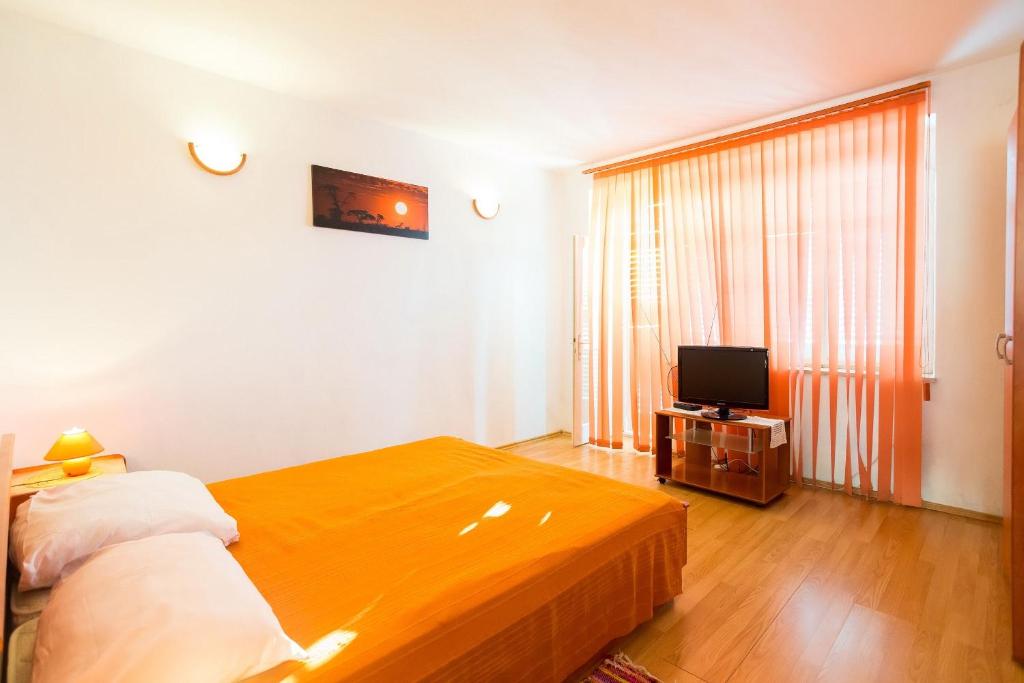 Televízia a/alebo spoločenská miestnosť v ubytovaní Apartments Sany