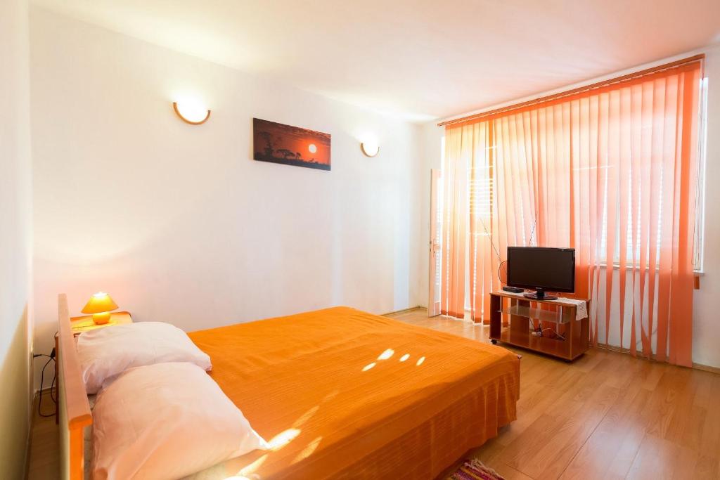 Televízia a/alebo spoločenská miestnosť v ubytovaní Apartments Sany