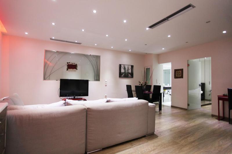 Televízia a/alebo spoločenská miestnosť v ubytovaní Olvias Apartment