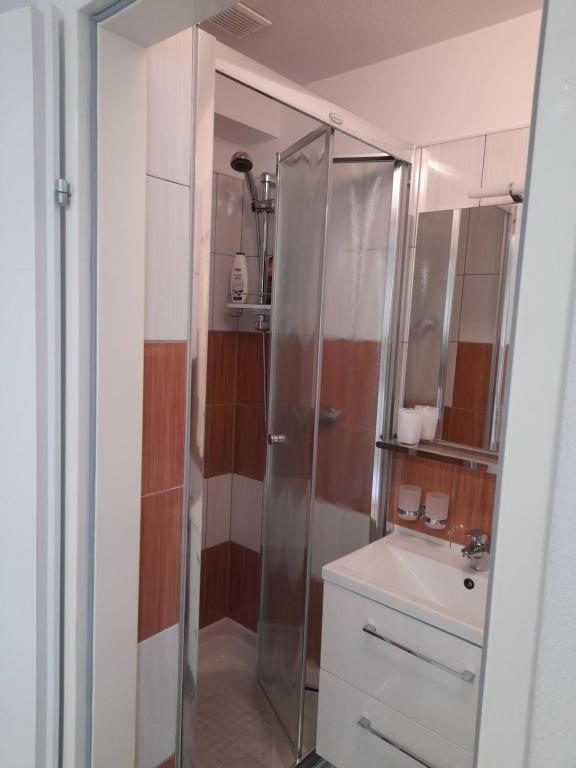 Koupelna v ubytování Apartmani Donella