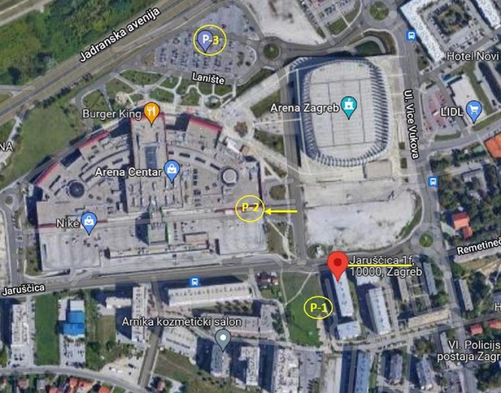 Pohľad z vtáčej perspektívy na ubytovanie APARTMAN MARIO - ARENA ZAGREB