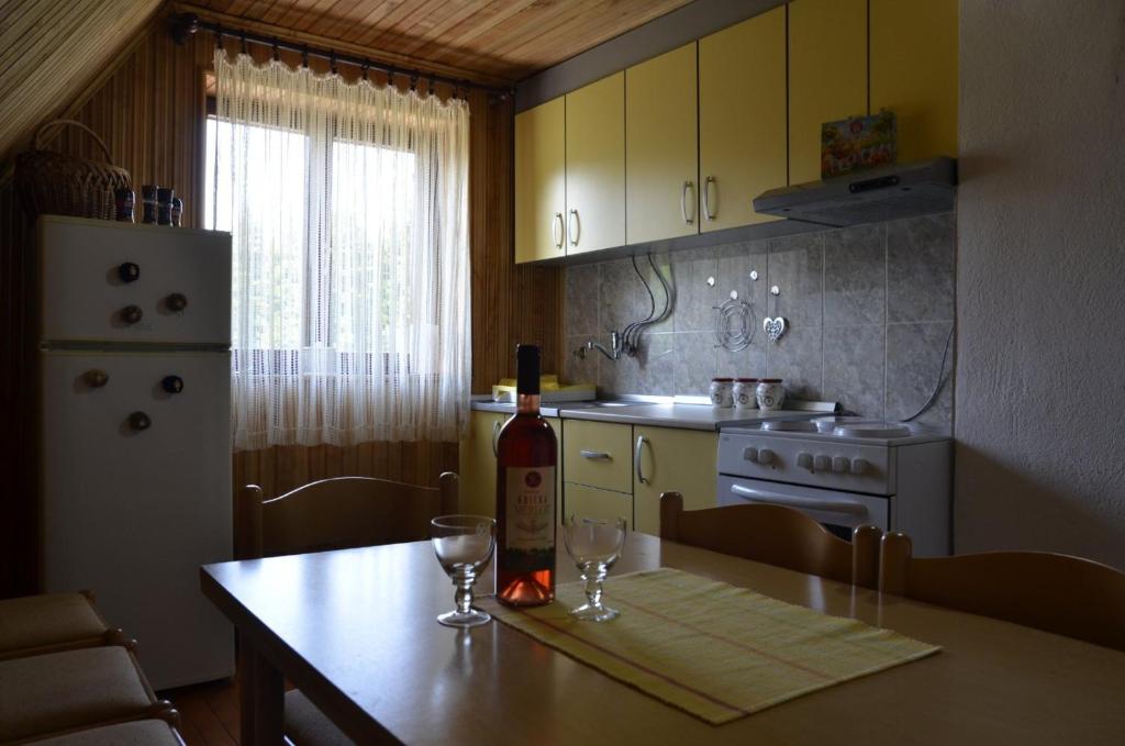 Kuchyň nebo kuchyňský kout v ubytování Vila Šapat šume