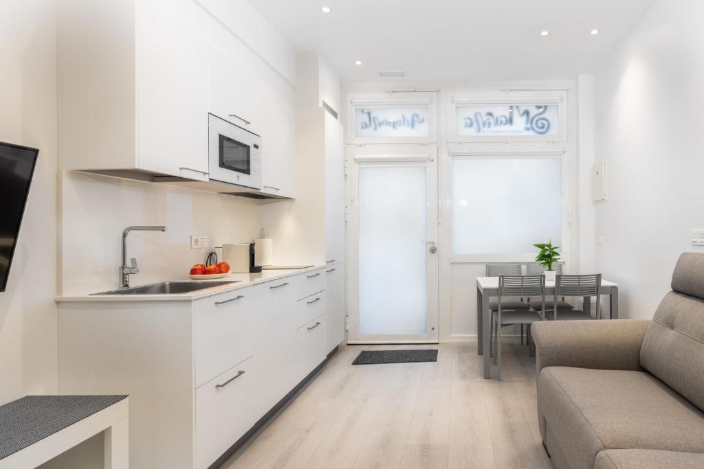 A kitchen or kitchenette at Santa Marina Apartamentuak Zarautz