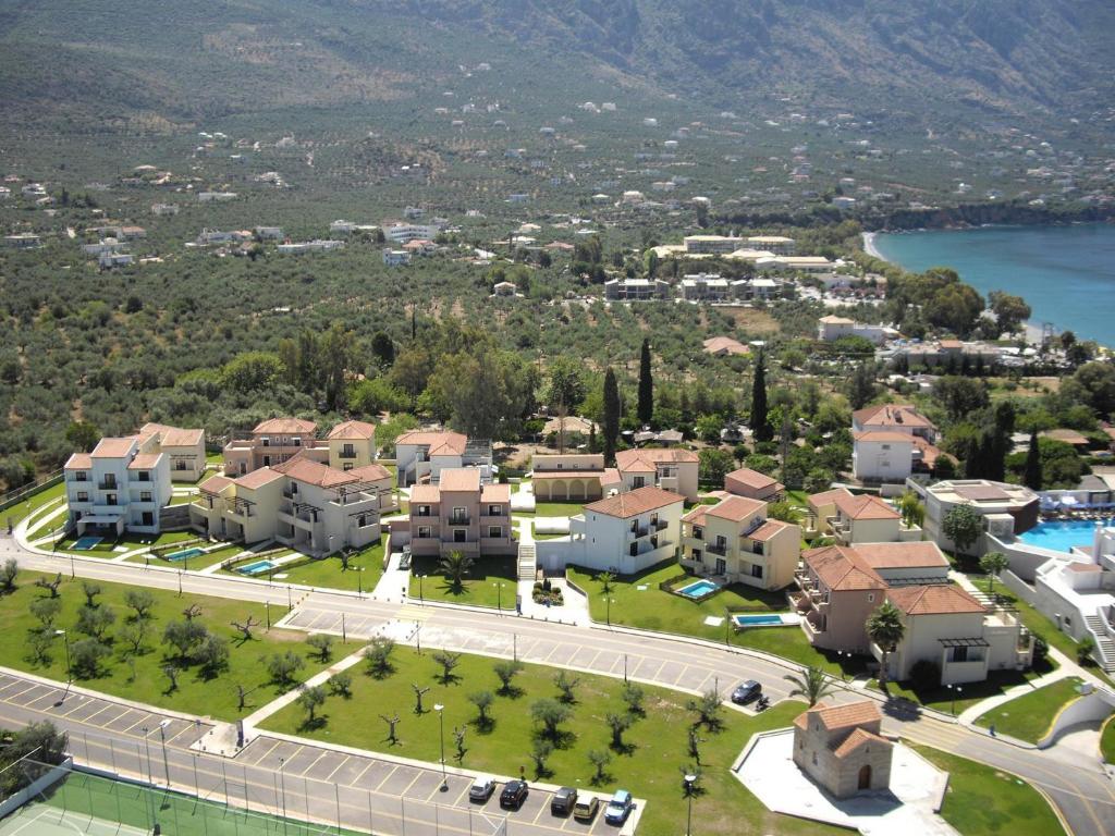 an aerial view of a city with a resort at Elite City Resort in Kalamata
