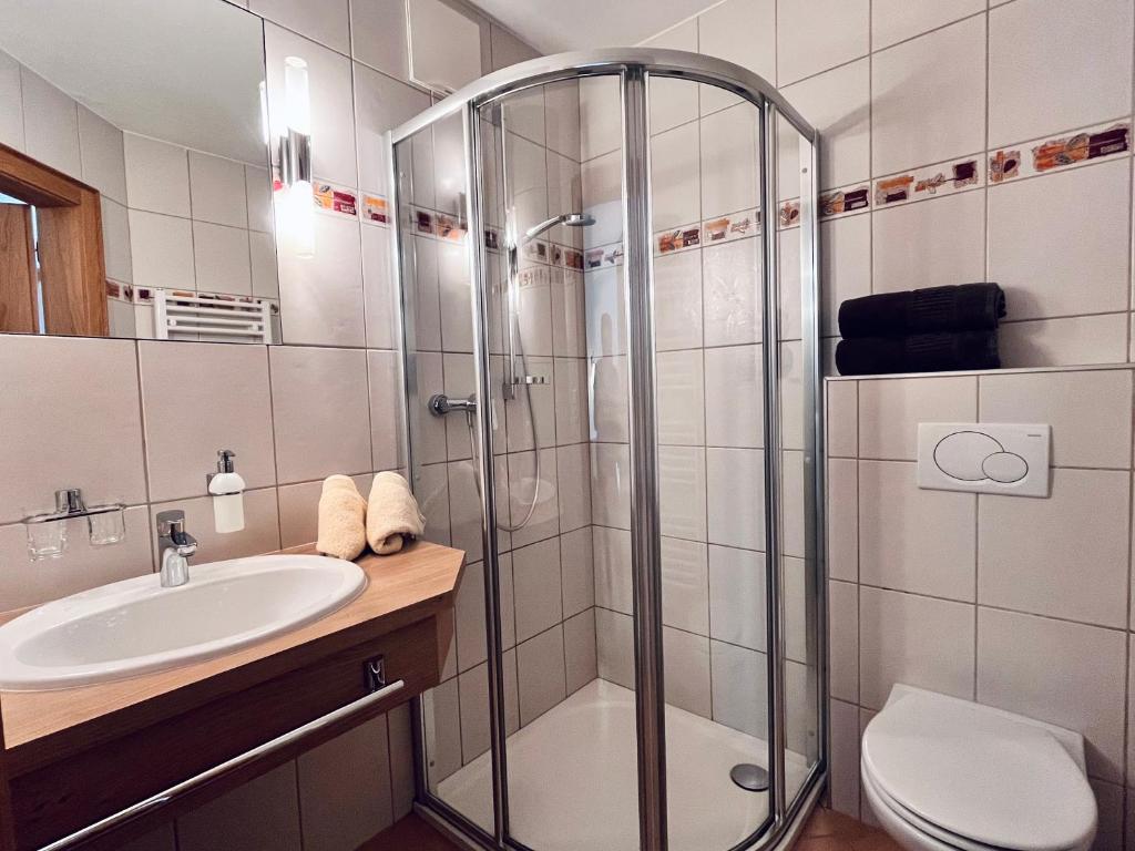 Koupelna v ubytování Untergrundgut
