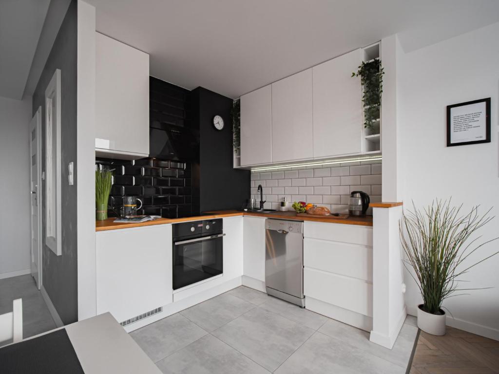 Kuchyň nebo kuchyňský kout v ubytování Coco Apartments Kołobrzeska 42