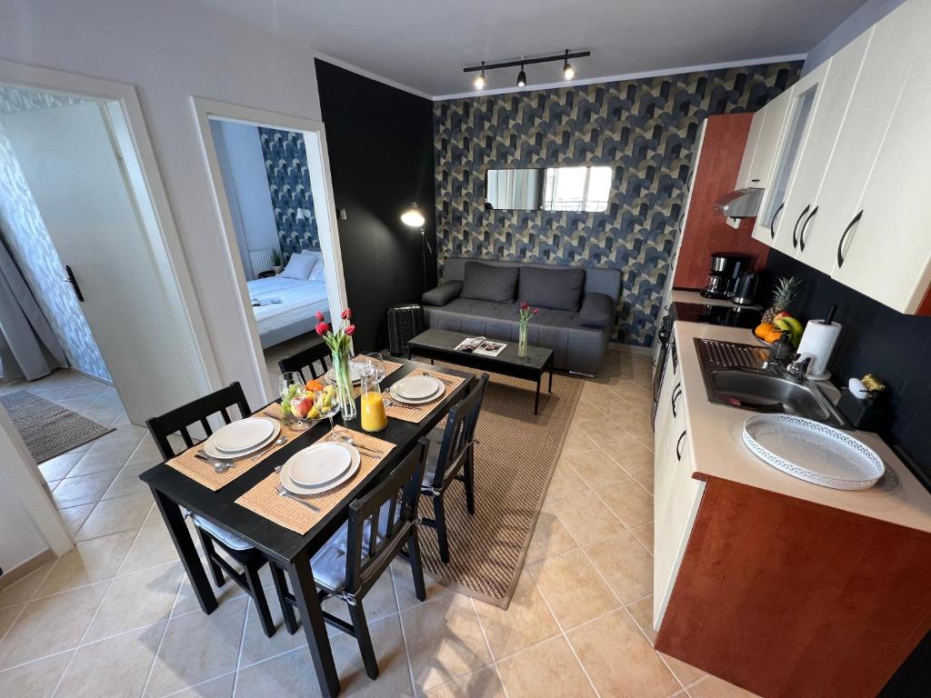 Kuchyň nebo kuchyňský kout v ubytování Apartament Przy Plaży PROMENADA Świnoujście