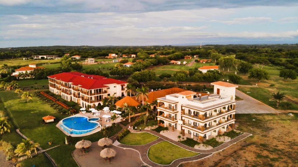 an aerial view of a hotel and a resort at Gran Pacifica Beach Resort & Homes in San Diego