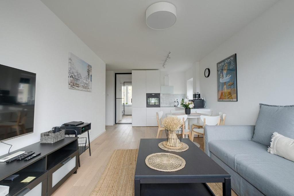 Televízia a/alebo spoločenská miestnosť v ubytovaní Luxurious 3BR APT Center