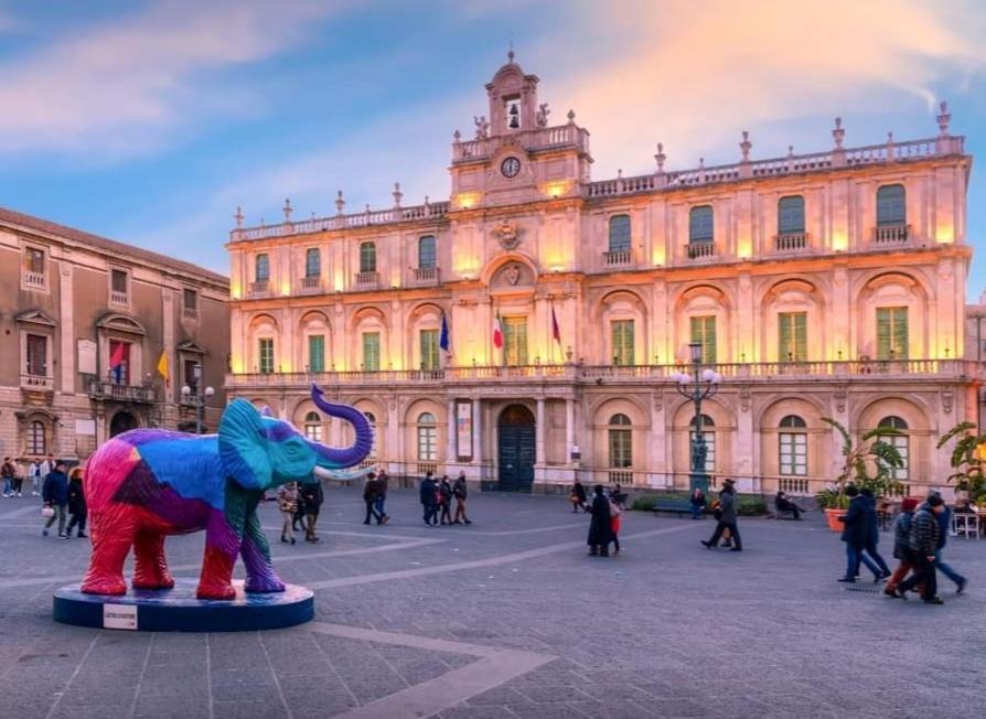 a statue of an elephant in front of a building at SINFONIA SUITES CATANIA in Catania