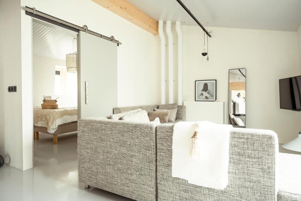 Et badeværelse på Appartementen Zer en Loft in centrum Bergen