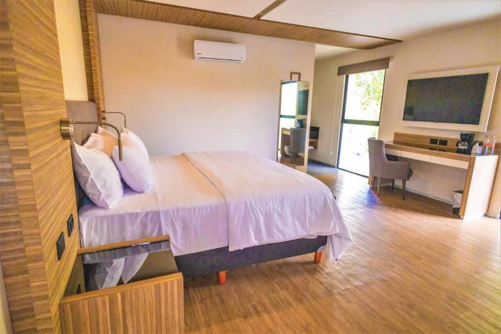 TV a/nebo společenská místnost v ubytování Hotel Plaza by Kavia