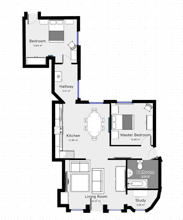 Půdorys ubytování Deeside Snugs Apartments