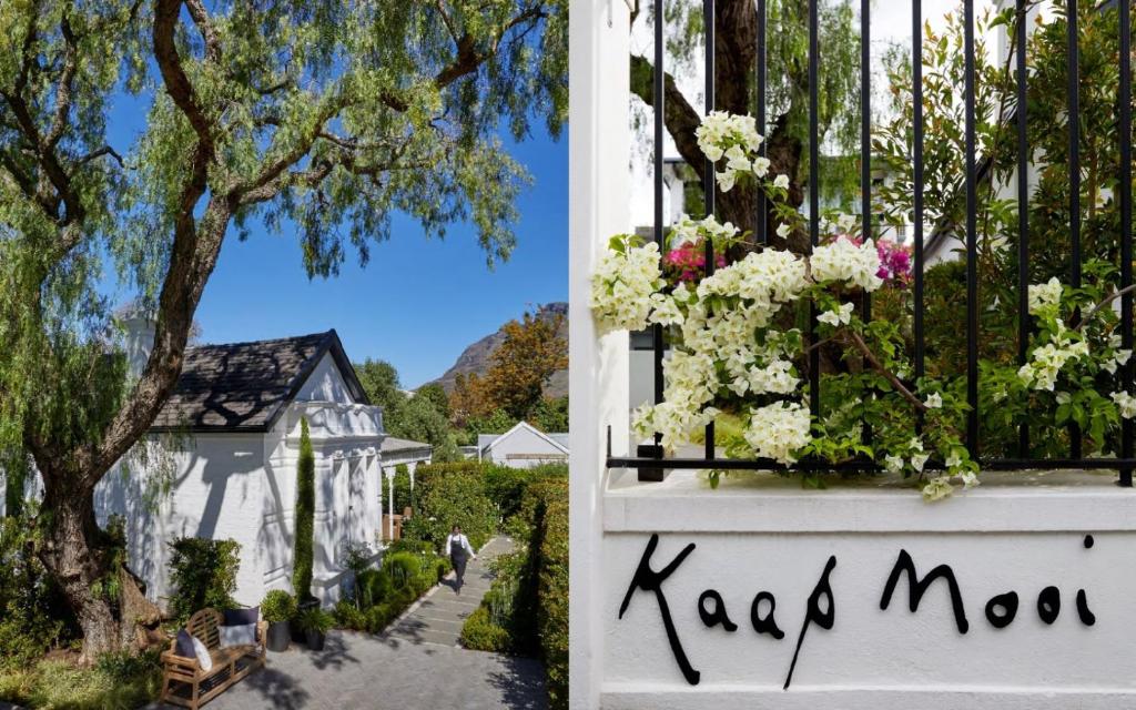 Kaap Mooi Luxury Guest House في كيب تاون: صورتين منزل مع الزهور في النافذة