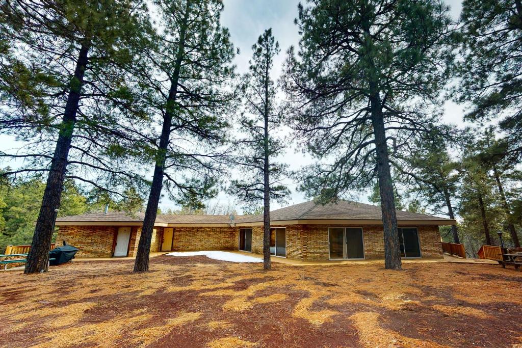 una casa en el bosque con árboles delante en Beautiful Sahuaro Place, en Munds Park