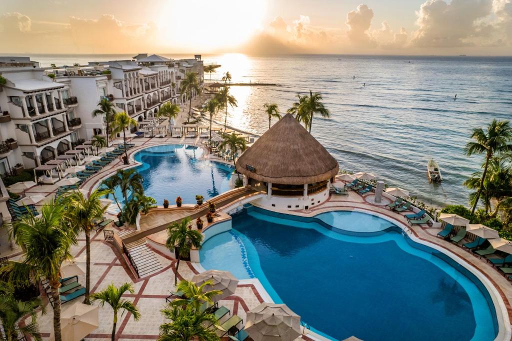 an aerial view of the resort and the ocean at Wyndham Alltra Playa del Carmen Adults Only All Inclusive in Playa del Carmen