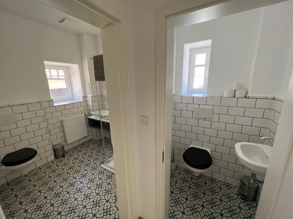 Koupelna v ubytování Apartmány Hájovna