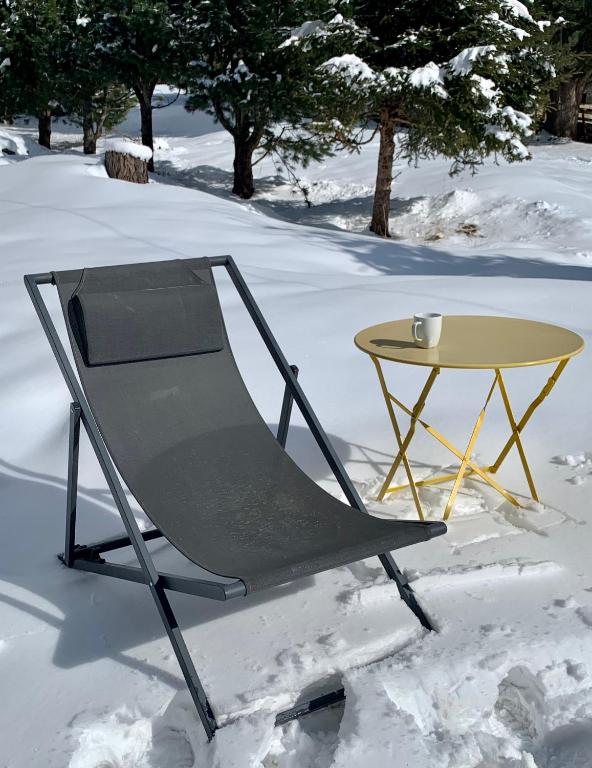 appartement avec jardin dans luxueux chalet v zimě