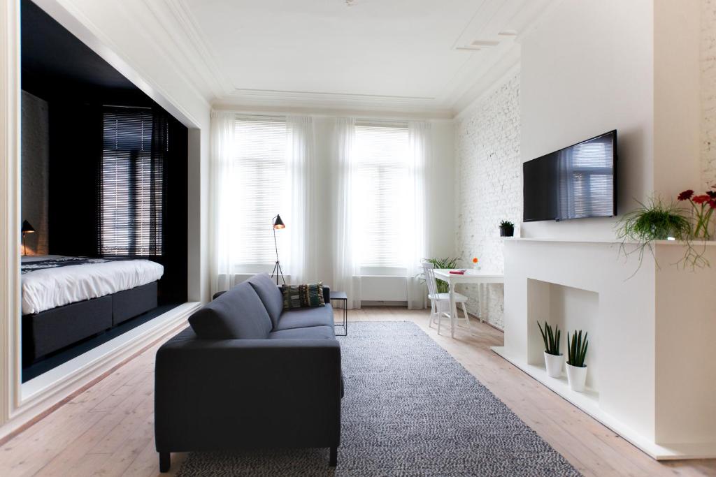 TV a/nebo společenská místnost v ubytování Maison Nationale City Flats & Suites
