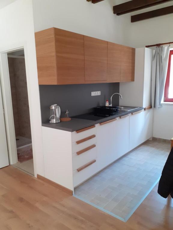 Kuchyň nebo kuchyňský kout v ubytování Apartmány Na samotě