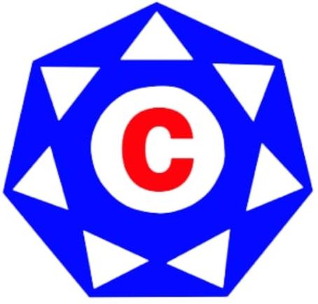 a blue and white symbol with a letter c in it at Crystal Inn in Baytown