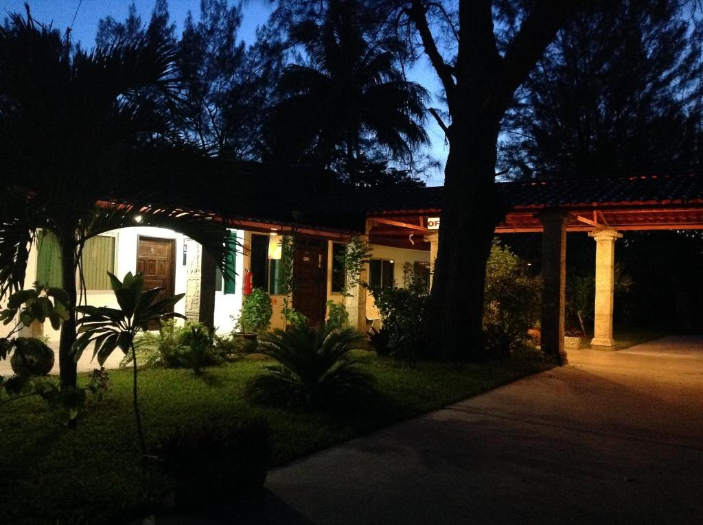 a house lit up at night with a tree at Freedom Shores "La Gringa" Hotel - Universally Designed in Isla Aguada