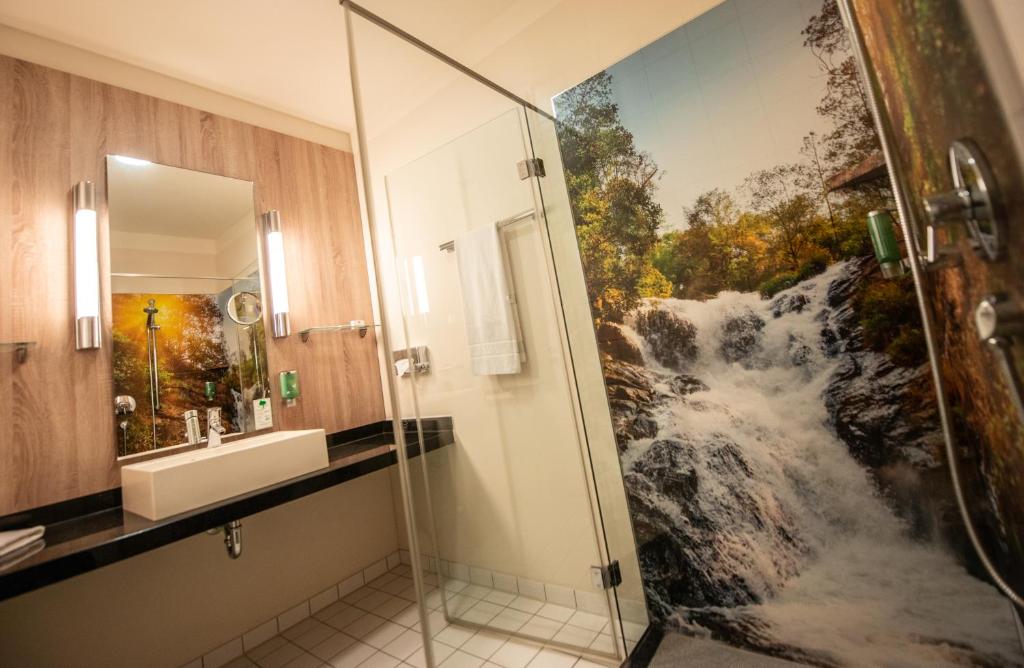 Koupelna v ubytování Livenwork Hotel & CoWorking GVZ Ingolstadt