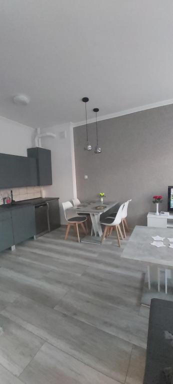 a dining room with a table and chairs in a room at apartament u Eli in Stronie Śląskie