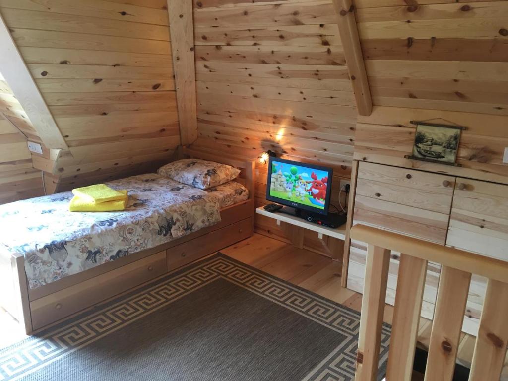 TV a/nebo společenská místnost v ubytování Mašine kolibe