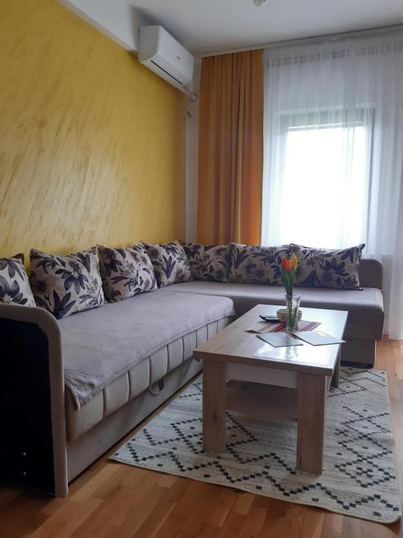a living room with a couch and a coffee table at APARTMAN LALA in Foča