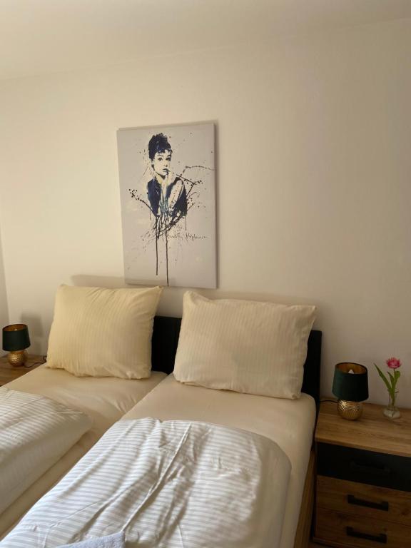 Postel nebo postele na pokoji v ubytování Der Limes Kipfenberg