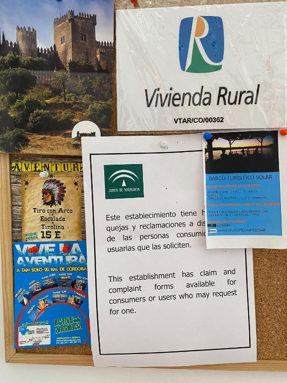 Certifikát, ocenenie alebo iný dokument vystavený v ubytovaní Casa Rural Mirador del Castillo