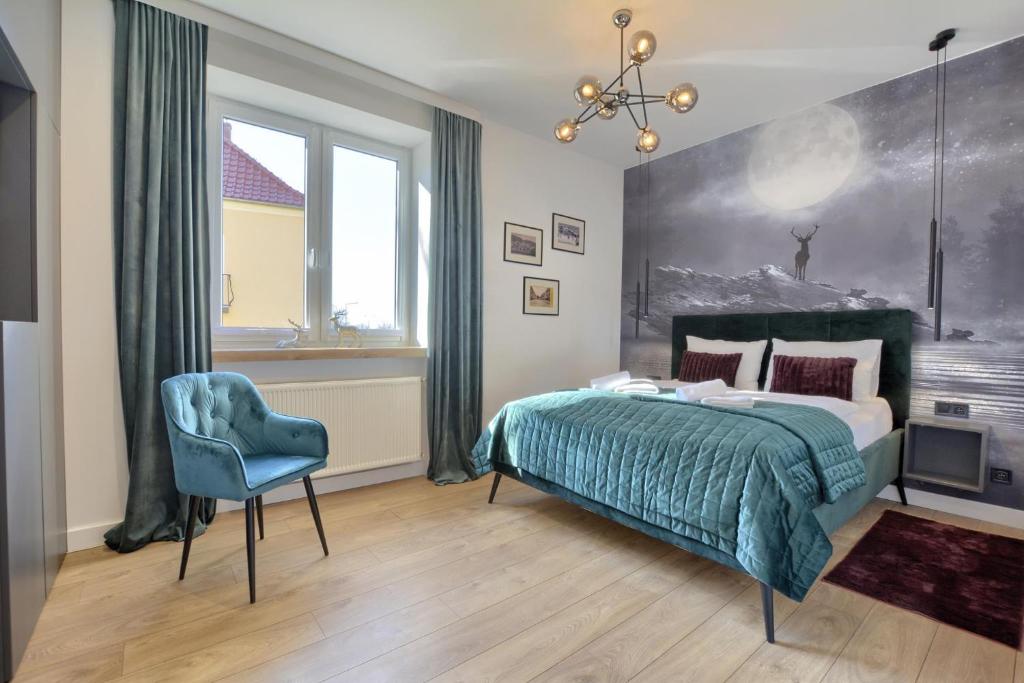 Posteľ alebo postele v izbe v ubytovaní Nowy Apartament, dobrze wyposażony, blisko w górki, dostęp na kod