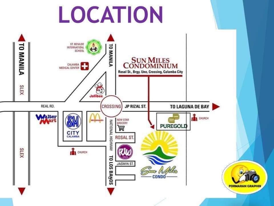 een kaart van het Shinkles consortium bij Sunmiles Condominium in Calamba