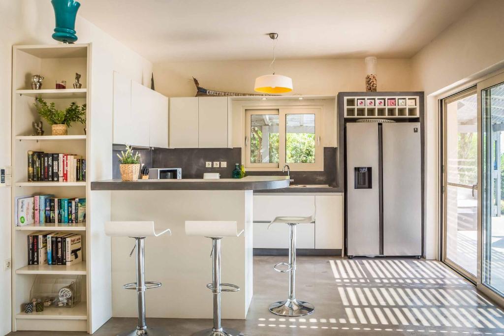 A kitchen or kitchenette at Kaminia Beach Villa