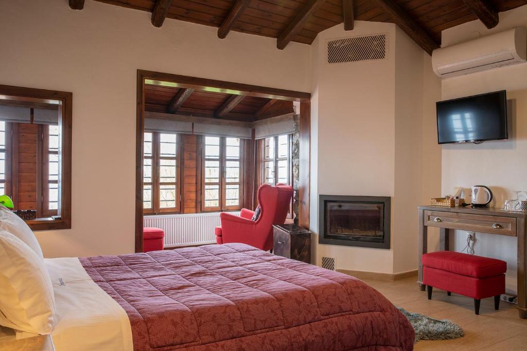 TV a/nebo společenská místnost v ubytování Guesthouse Ourania