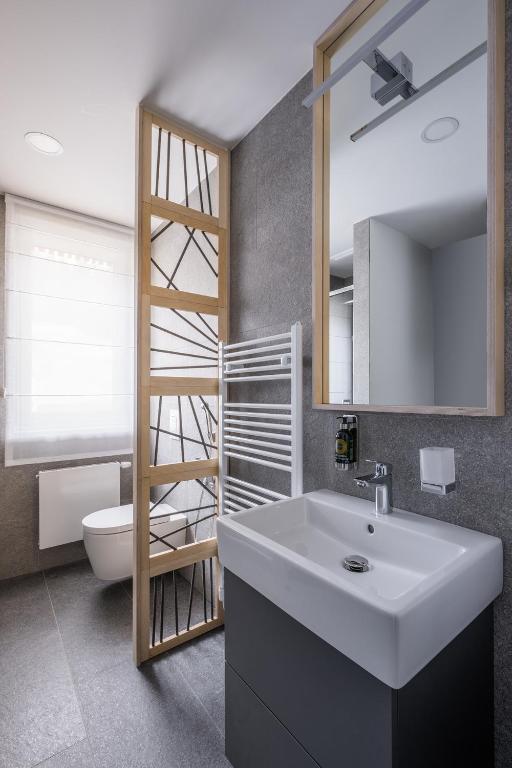 Koupelna v ubytování Apartmány u Lesa