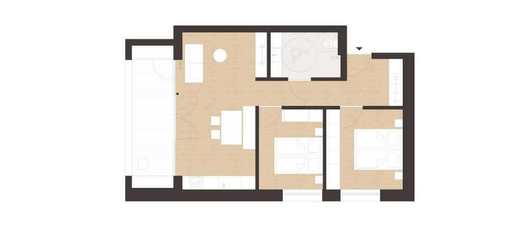 Půdorys ubytování freiraum Apartments