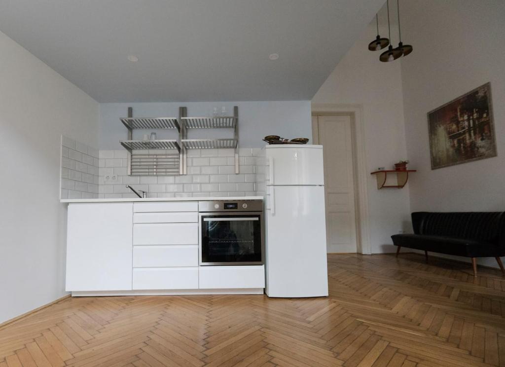 Kuchyňa alebo kuchynka v ubytovaní BudapeStayz - Jozsef Apartments