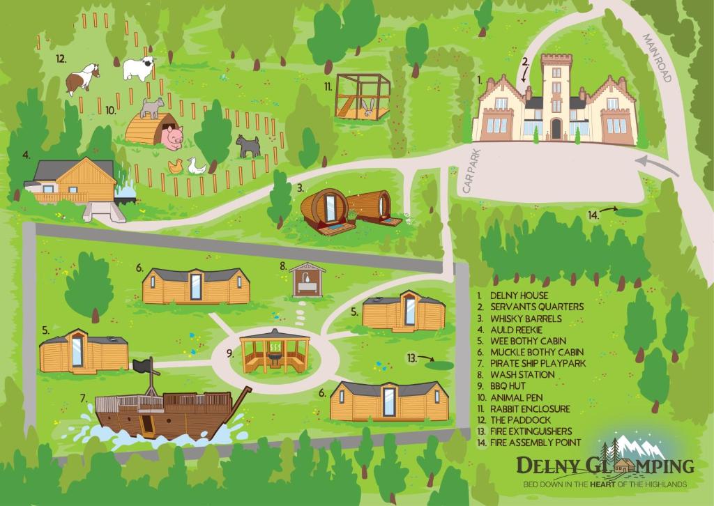 Půdorys ubytování Delny Glamping and Farm Animals