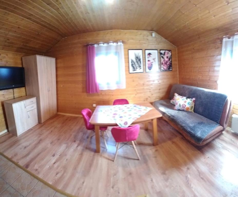 TV a/nebo společenská místnost v ubytování Domki całoroczne u Eli