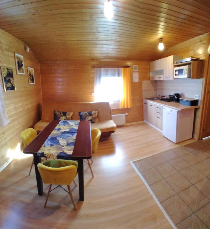 Kuchyň nebo kuchyňský kout v ubytování Domki całoroczne u Eli