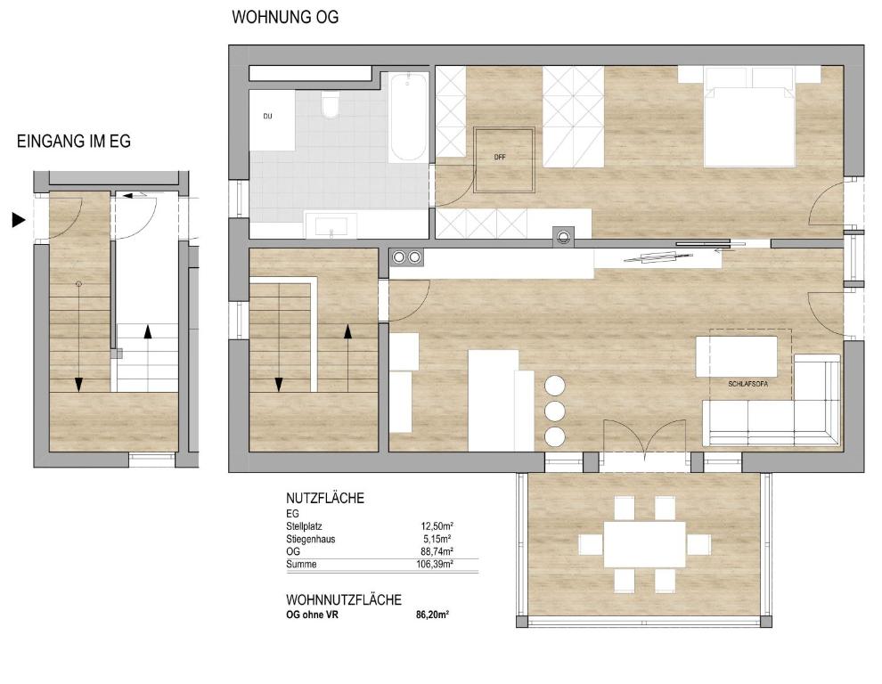 Plán poschodí v ubytovaní Ferienwohnung Strubreiter