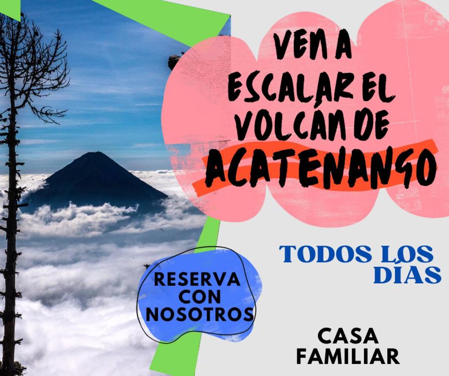 un collage de fotos con una montaña en el fondo en Casa Familiar, en Antigua Guatemala