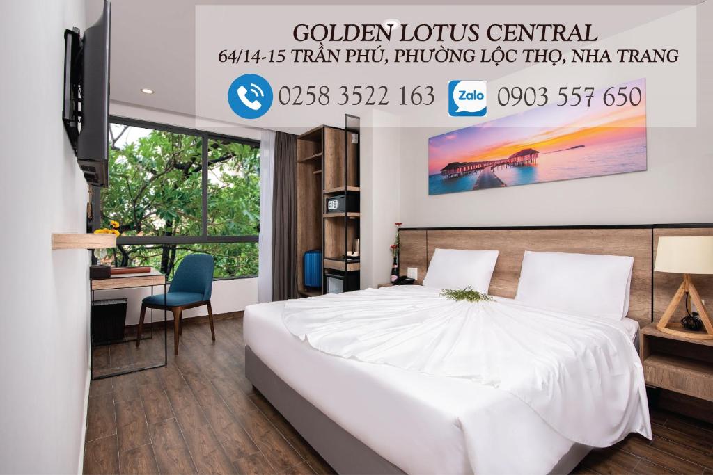 Giường trong phòng chung tại Golden Lotus Central Hotel